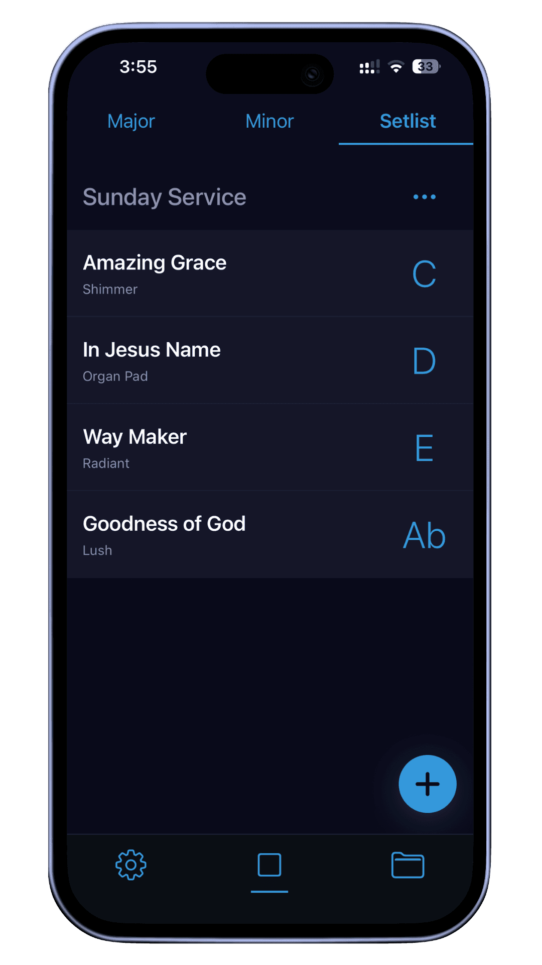 WorshipPads Pro setlist mode for worship pads and live drone pads