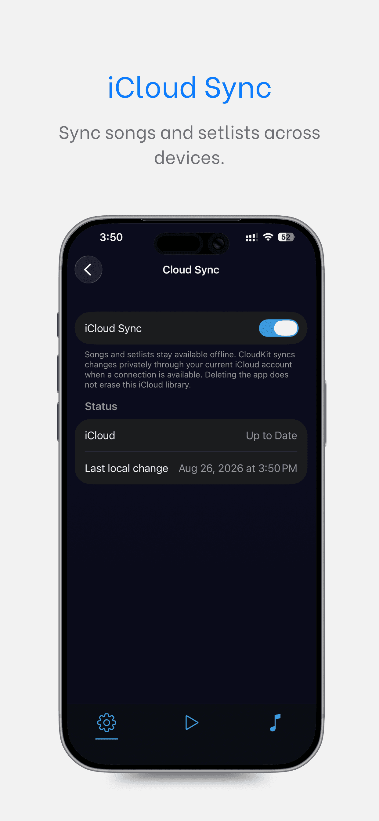 Choosing a key in the WorshipPads Pro worship pads app