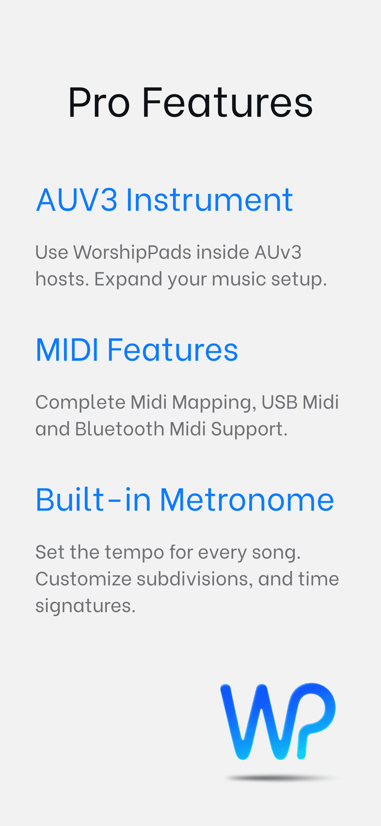 WorshipPads Pro — Sunday setlists in the worship pads app