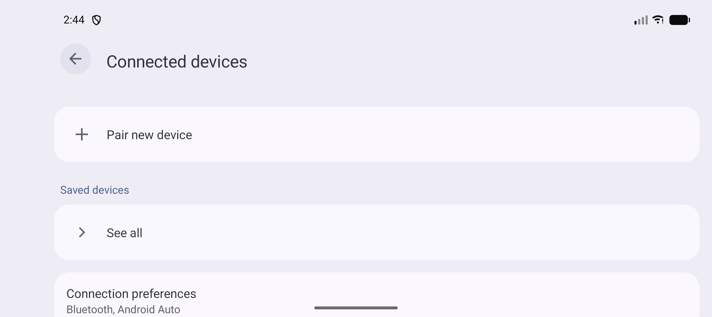 Android connected device settings on Pixel 10a