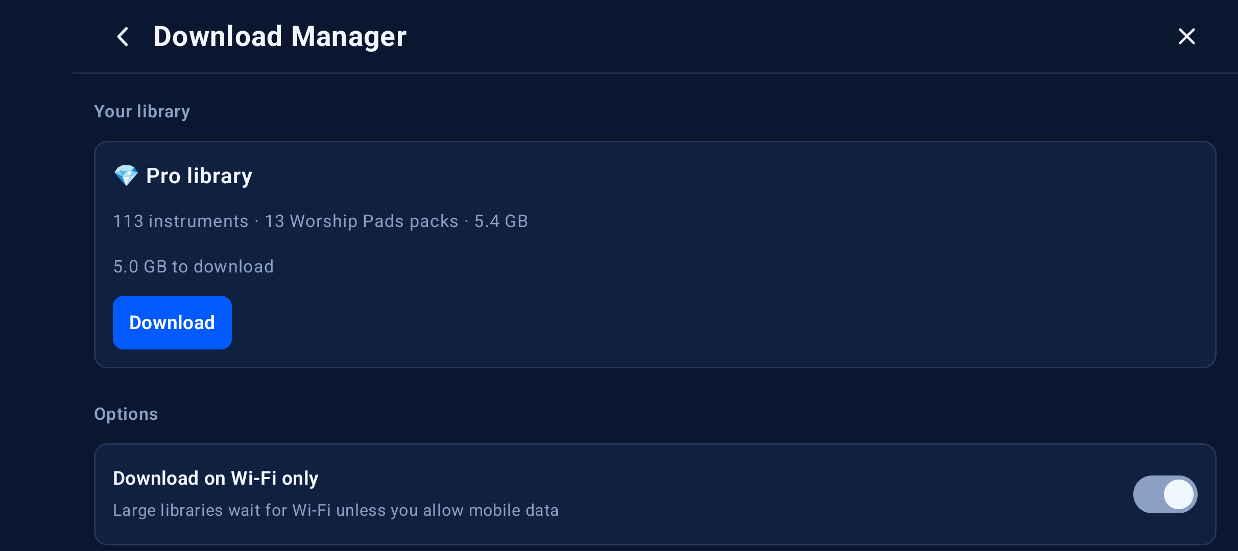 Sound library Download Manager on Pixel 10a
