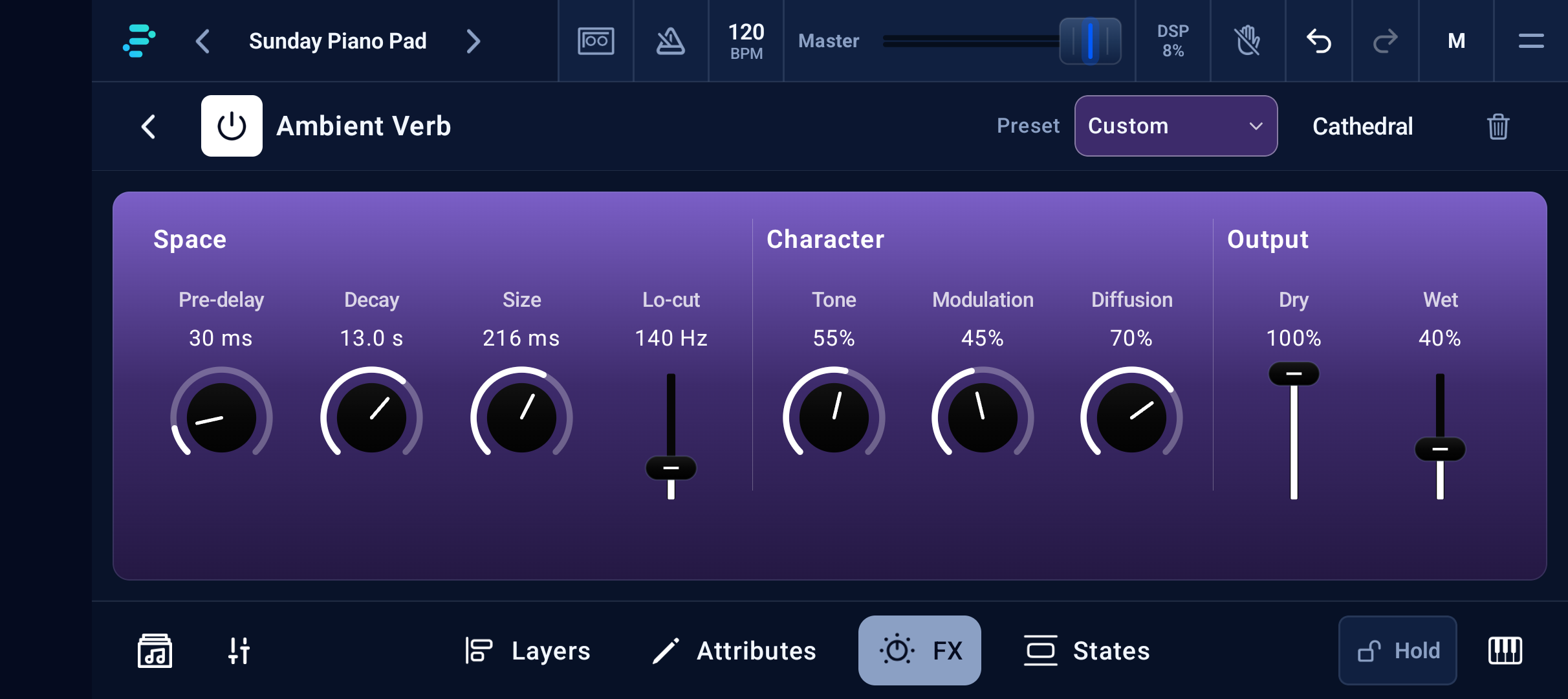 Ambient Verb editor on Pixel 10a