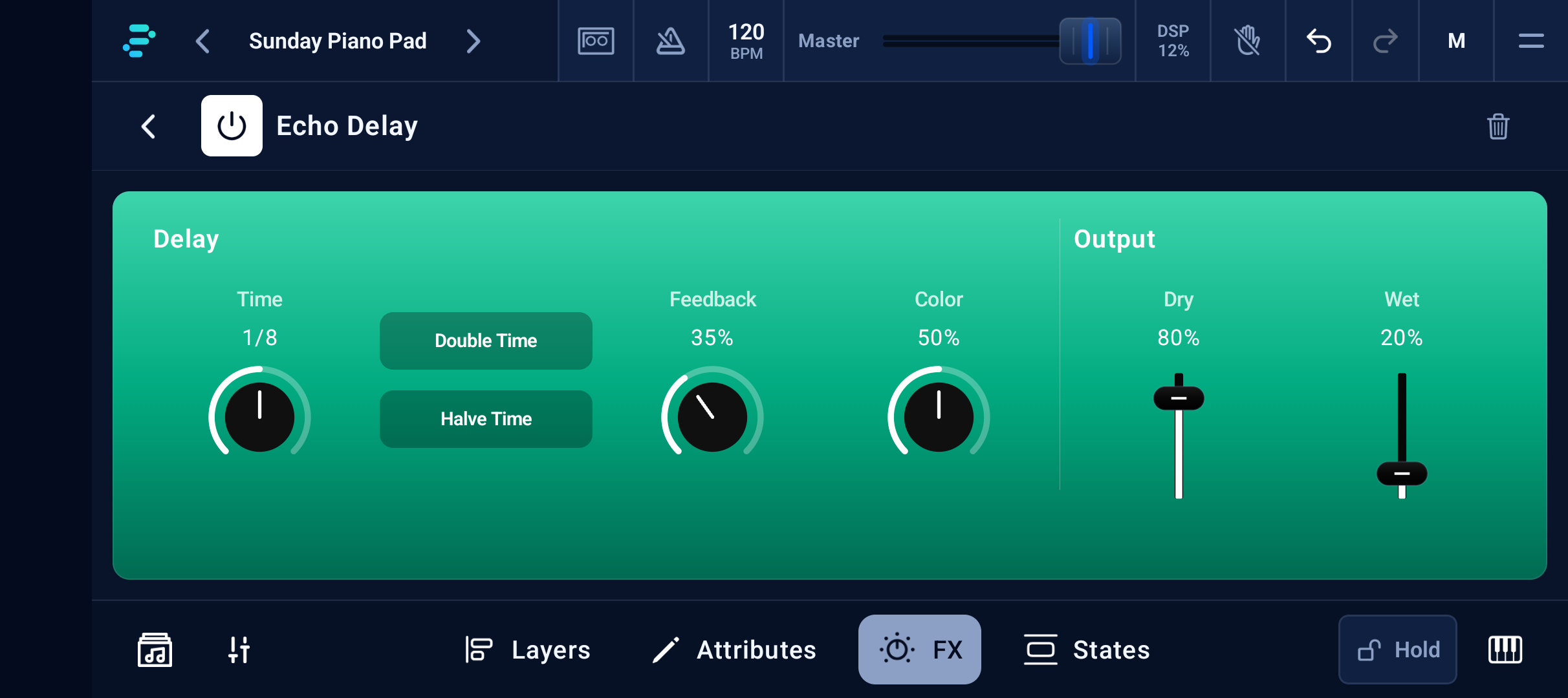 Echo Delay editor on Pixel 10a