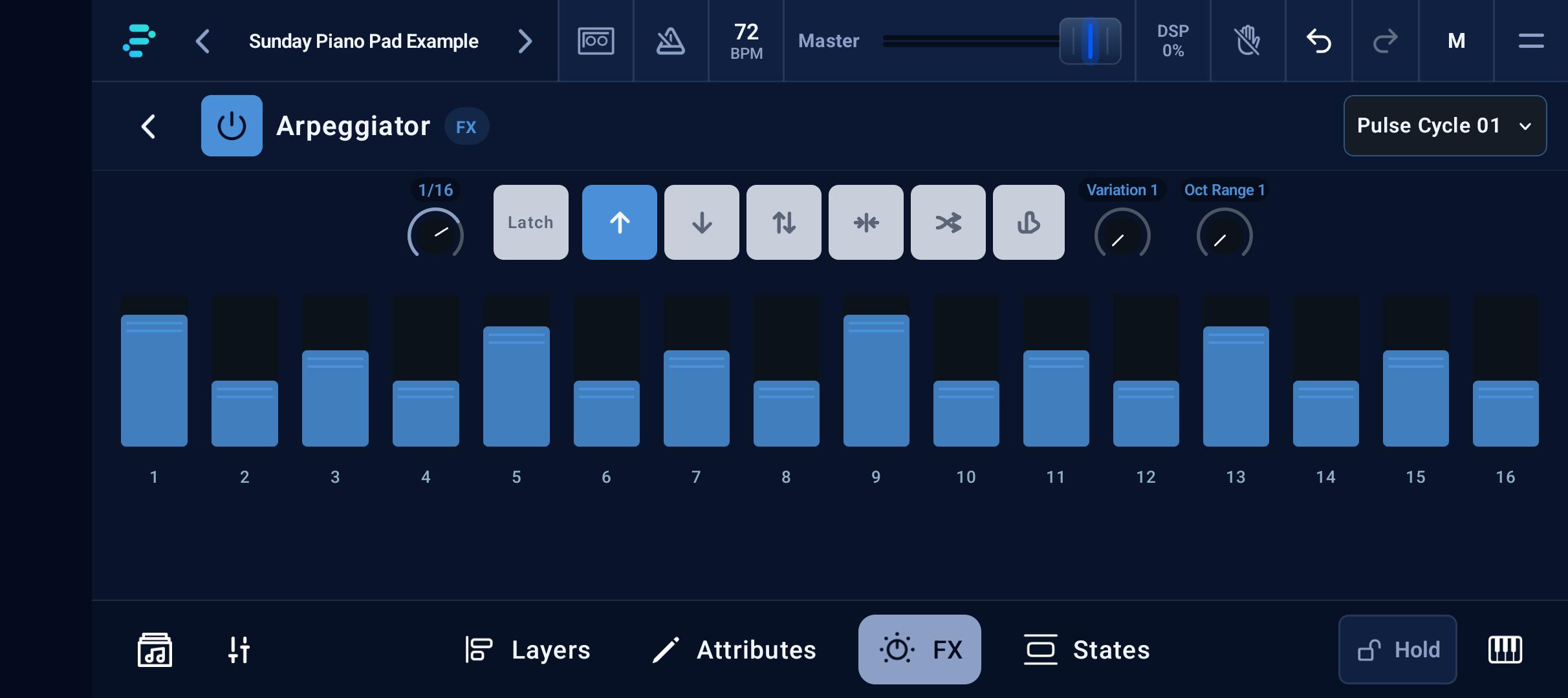 MIDI Arpeggiator editor on Pixel 10a