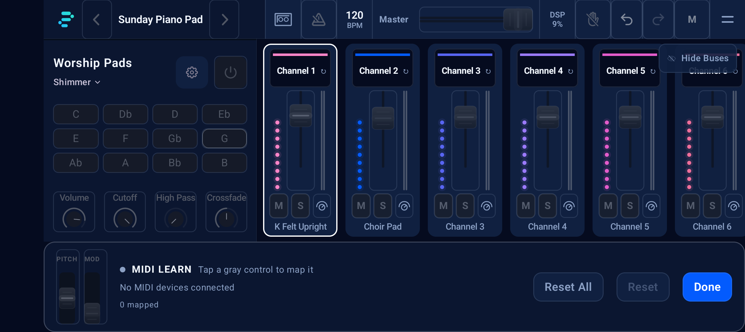MIDI learning controls on Pixel 10a