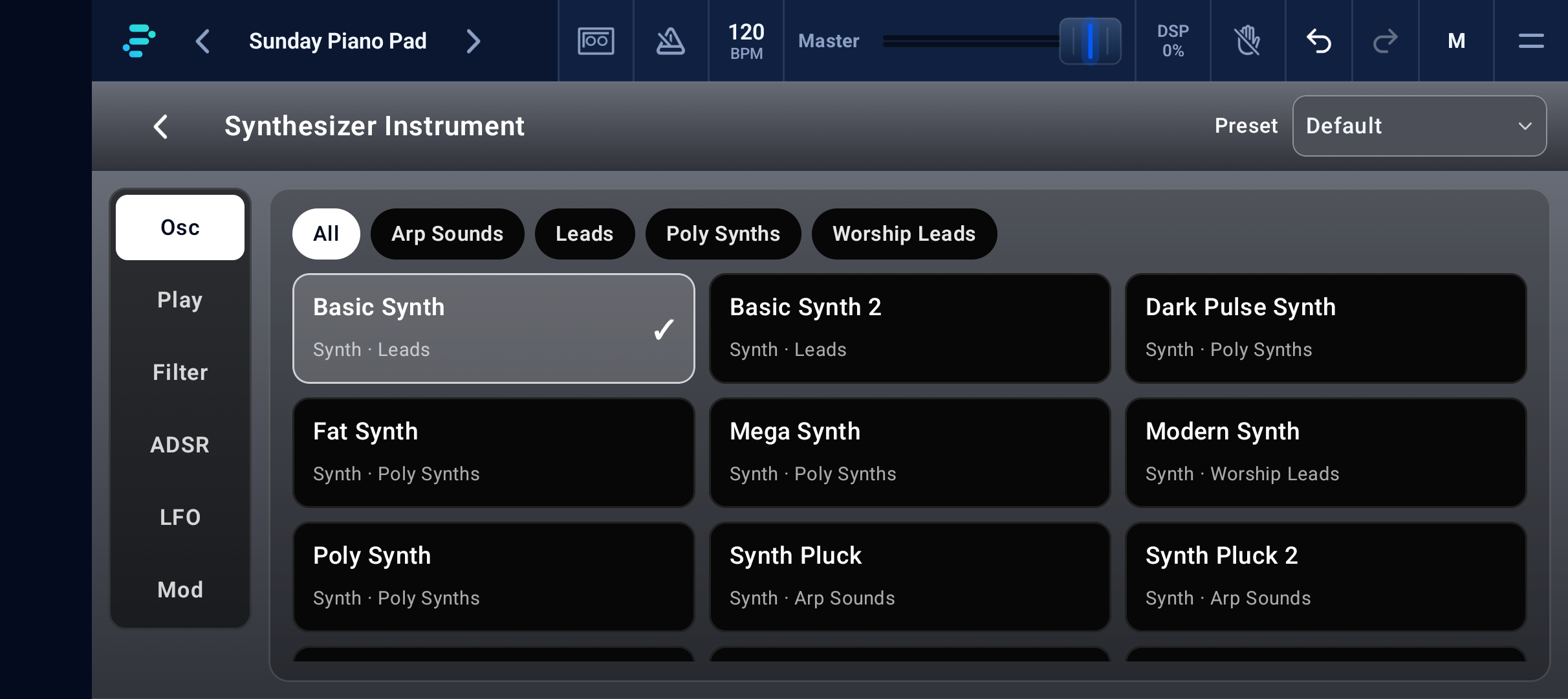 Synthesizer sample selection on Pixel 10a